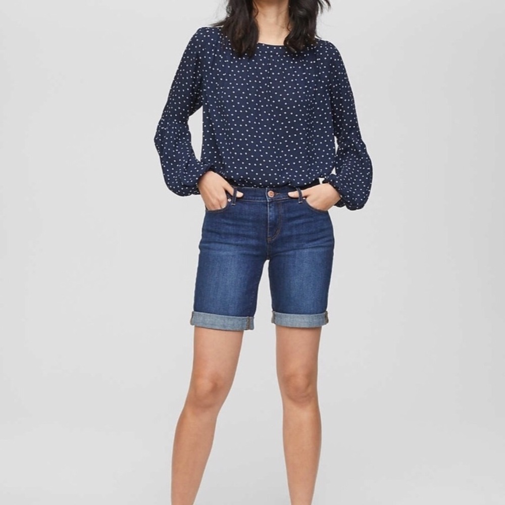 3/$15 NWT LOFT denim jean bicycle cuff bermuda short 0